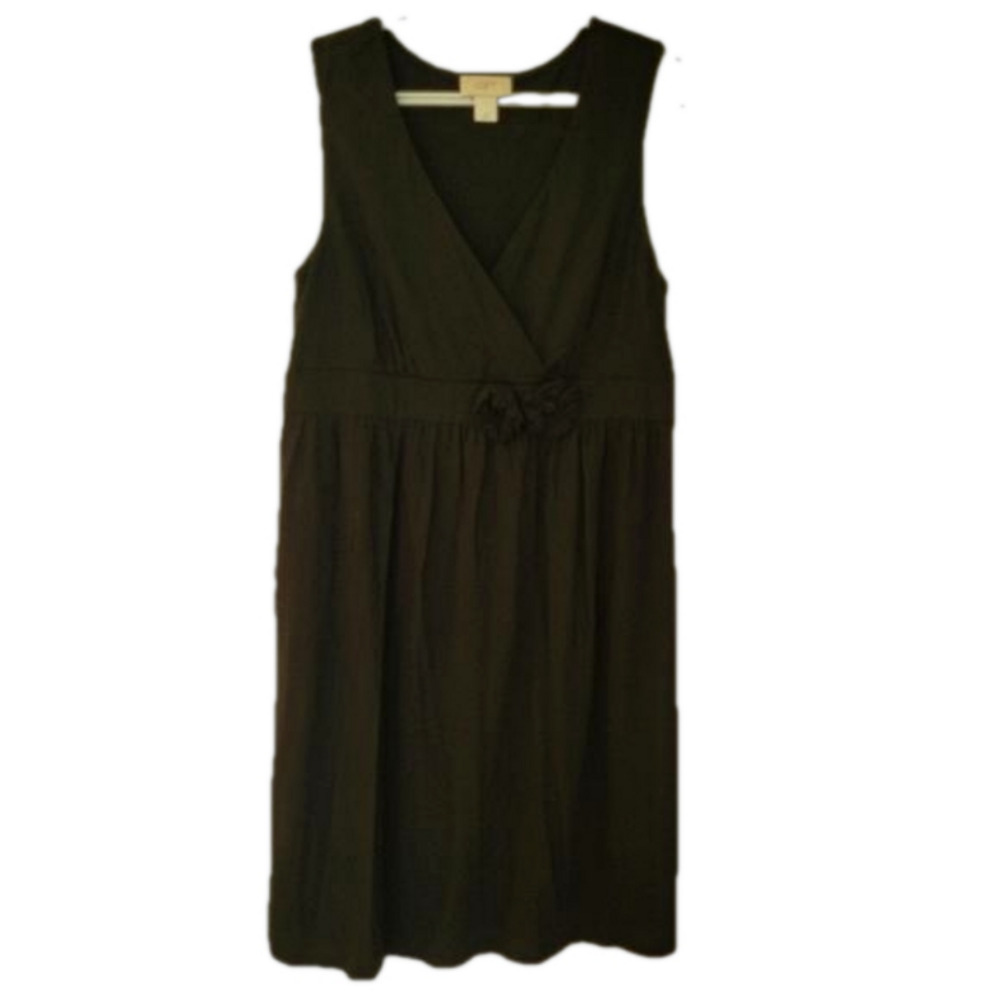 Loft Casual Black Dress Soft Sleeveless Rose Detail Under Bust Size M